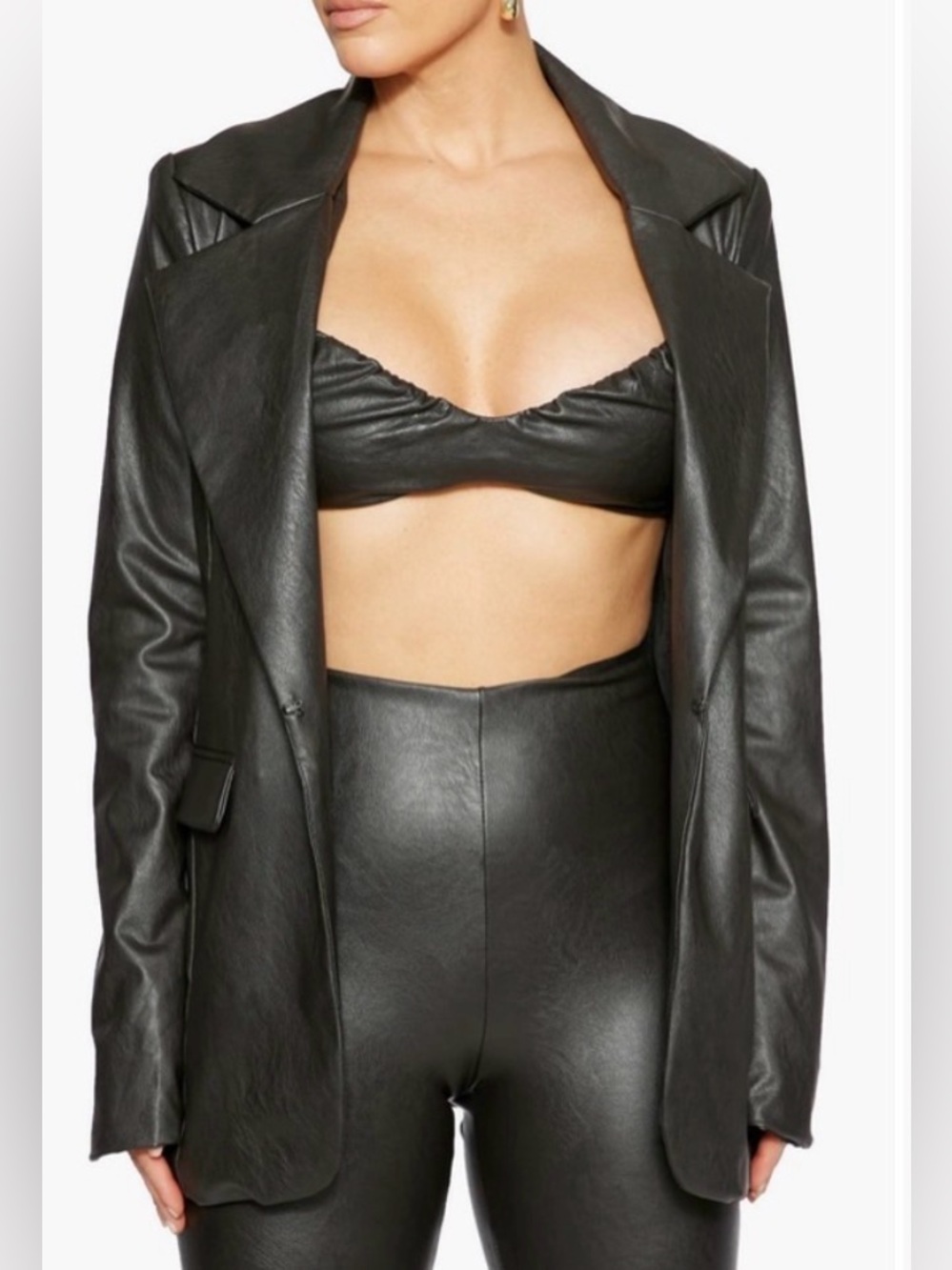 naked wardrobe Black Vegan Leather Blazer